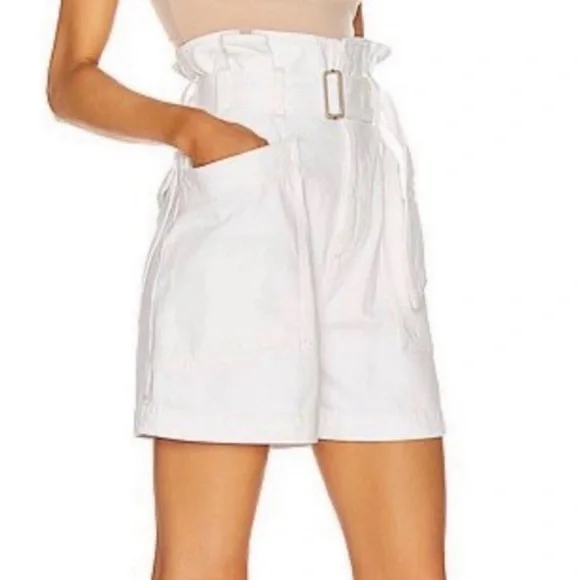 Agolde Celia White Paperbag Belted Denim Women’s Shorts — White size 27 - Picture 12 of 12